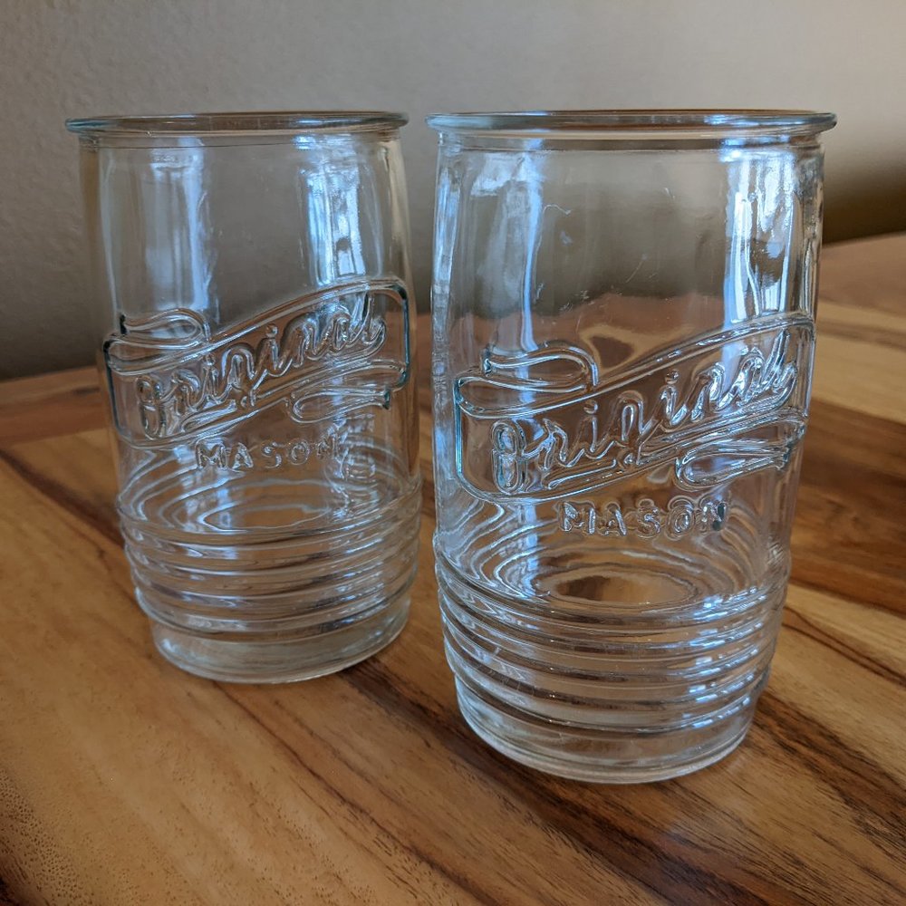 Set of 2 Glass Drinking Jars